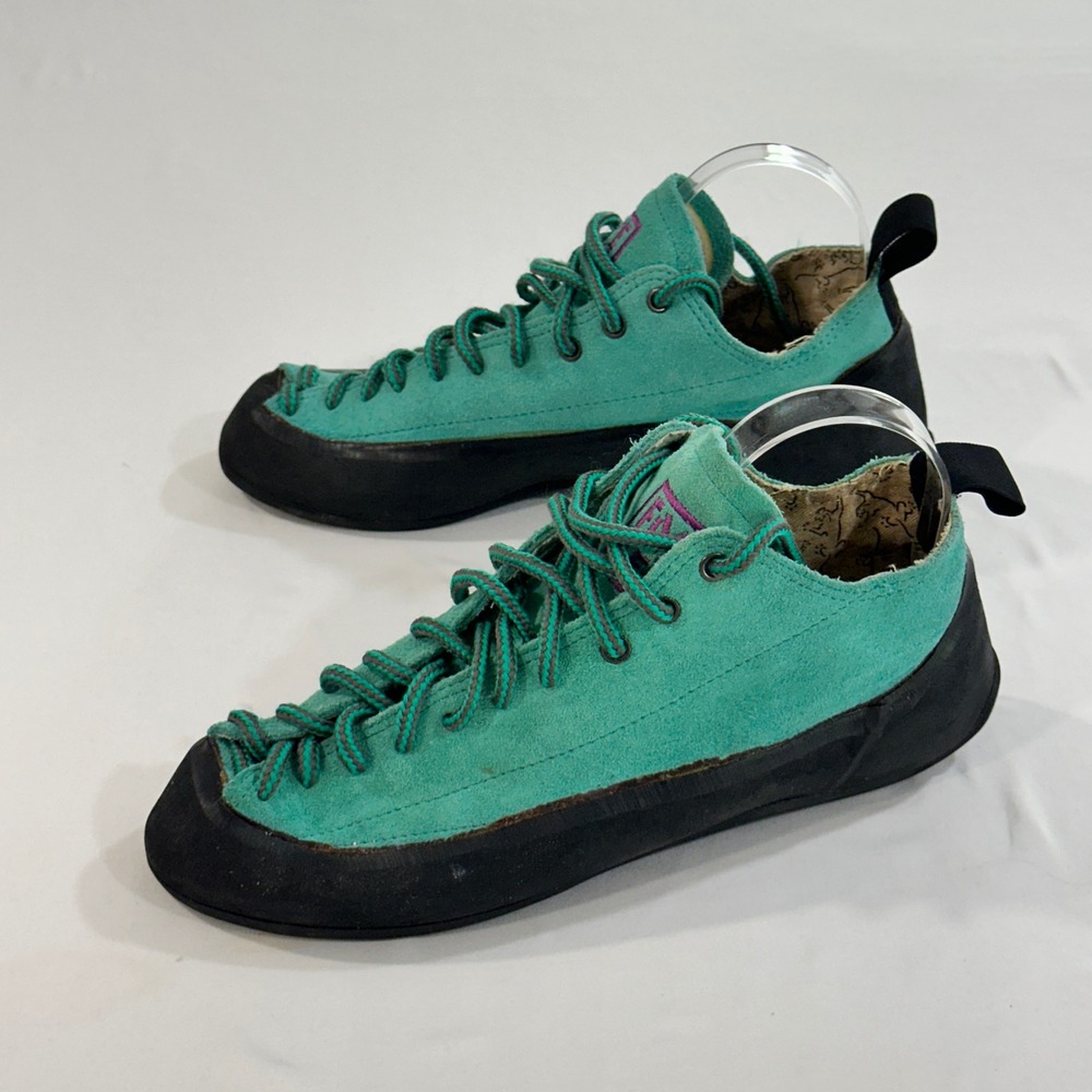 Five Ten Climbing Shoes Vintage Suede Teal Mens 8.5 Stealth C4 Rubber Bouldering